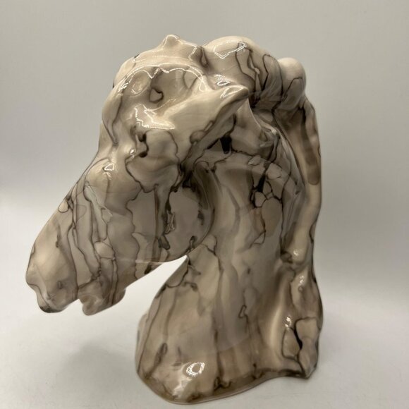 Handcrafted Homemade Hand Glazed Marble Horse Head Sculpture- Home Decor- Table - Picture 4 of 10